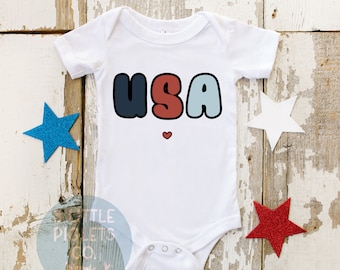 4th Of July Baby Outfit, USA heart Baby Onesie®, Cute 4th Of July Baby Clothing, USA Baby, Fourth Of July, First 4th Of July, Cute Patriotic