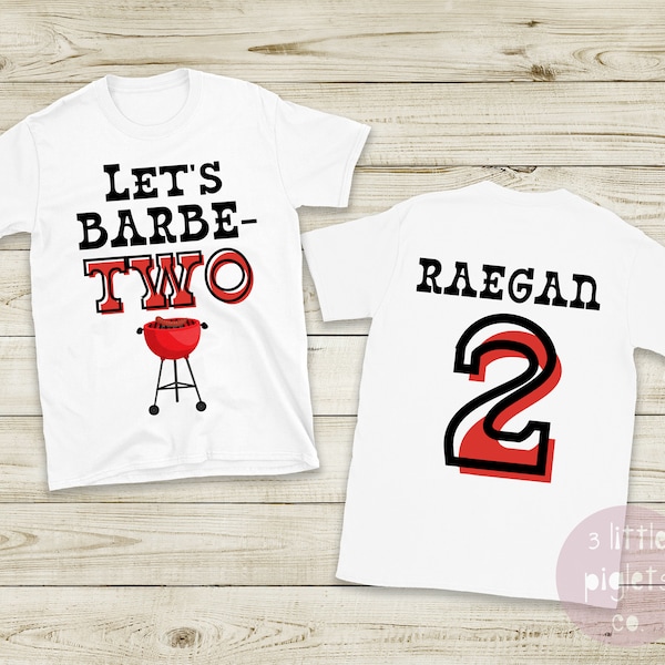 Let's Barbe-TWO, Toddler Birthday Shirt, BBQ Birthday Theme, Barbeque Birthday, BBQ Cookout, Boys, Girls, Second Birthday, 2nd Birthday