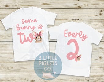 Some Bunny is Two 2nd Birthday Shirt Coquette Bow Theme Birthday Tshirt TWO Bunny Easter Second Birthday Girl 2nd Birthday Easter Outfit