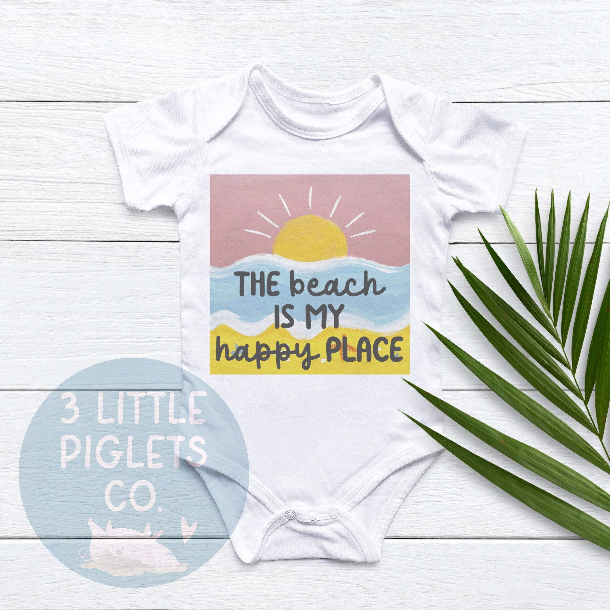 Beach Onesie® The Beach is My Happy Place Beach Baby Onesie® Beach Vacation Beach Baby Vacation Shirt Beach Baby Clothing Baby Beach Outfit