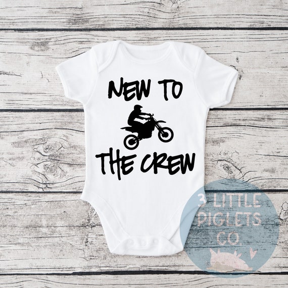 New To the Crew Dirtbike Pregnancy Announcement MX Baby Onesie® Dirtbike Baby Gift Baby Shower Gift Dirtbike Crew MX Baby Announcement