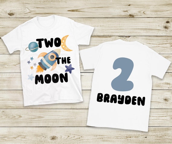 Space Birthday Shirt Boy 2nd Birthday Two the Moon Birthday Tshirt Outer Space Birthday Boy Birthday Shirt Moon Second Birthday Astronaut