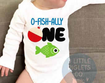 Fishing Birthday Onesie® OFishally One Fishing Birthday Theme Boy First Birthday Fishing Birthday Shirt Fishing First Birthday Outfit