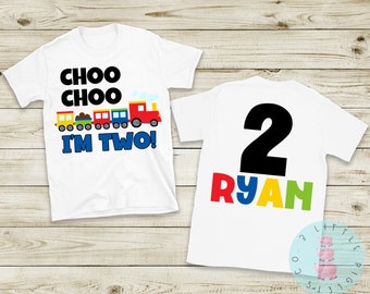 Choo Choo I'm TWO Birthday Shirt Train Birthday Shirt Toddler 2nd Birthday Boys Second Birthday Boys 2nd Birthday Toddler Birthday Tshirt