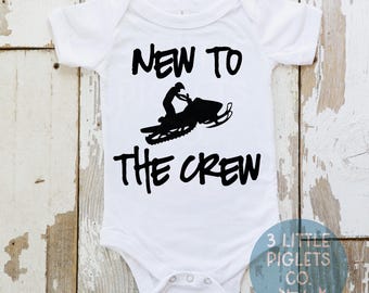 New To the Crew Snowmobile Baby Onesie® , Snowmobile Baby Bodysuit, Sled Baby Outfit, Snowmobile Family, Pregnancy Announcement