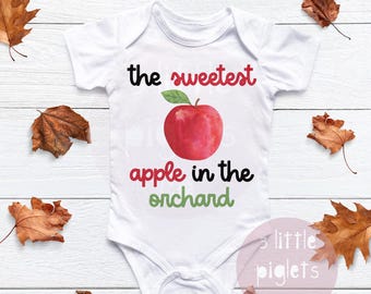 Apple Baby Onesie® The Sweetest Apple In The Orchard Apple Baby Shower Apple of Our Eye Apple Baby Shower Gift Apple Baby Shirt Fall Baby