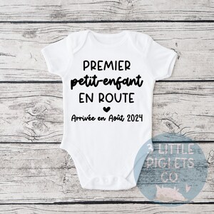 Französischer Schwangerschaftsankündigung Onesie®, premier Petit-Enfant, französische Großeltern-Babyankündigung, französisches erstes Enkelkind