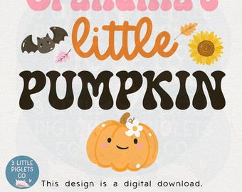 Oma's kleine pompoen digitaal downloadbestand schattige herfst baby sublimatie ontwerp oma pompoen PNG-bestand eerste verjaardag DTG Dtf-afdruk