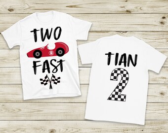 Two Fast Birthday Shirt Two Fast Shirt Personalized Birthday Shirt Race Birthday Shirt Boy Birthday Theme Race Theme Racecar Birthday Shirt