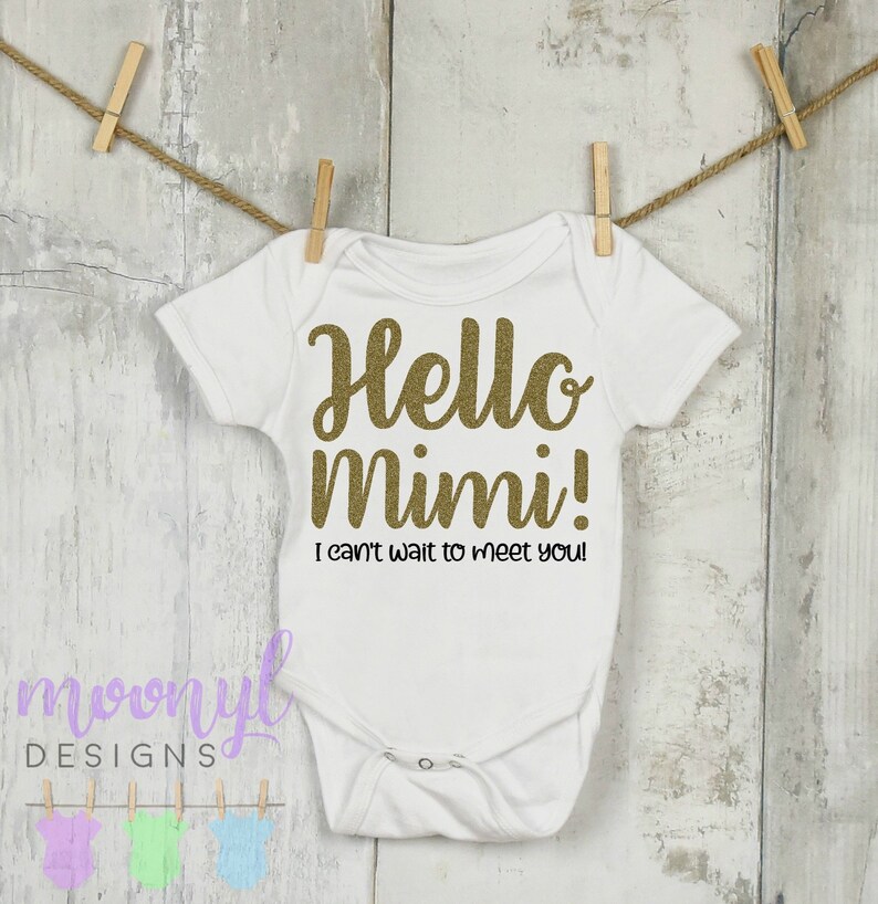 Hello Mimi Pregnancy Announcement Onesie® Grandparent Baby | Etsy