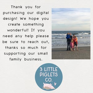 May include: A digital design shop logo with a blue circle and the text "3 LITTLE PIGLETS CO." in white. A pink pig is in the center of the circle, standing in mud with two pink hearts above it.