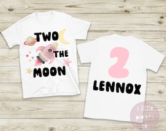 Weltraum Geburtstag Shirt Mädchen 2. Geburtstag zwei der Mond Geburtstag Tshirt Weltraum Geburtstag Mädchen Geburtstag Shirt Mond zweiter Geburtstag Astronaut