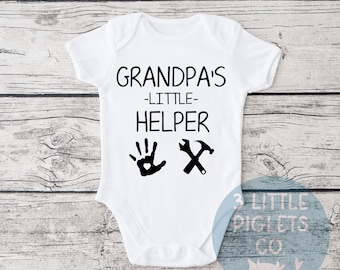 Grandpa's Little Helper, Baby Onesie®, Fathers' Day, Mechanic, Tools, Grandpa to Be, Garage, Man Cave, Baby Shower Gift, Grandpa Onesie®