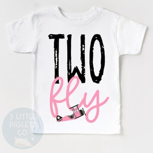 TWO Fly, Pink Girls Airplane Birthday Shirt, Airplane Birthday Theme, Toddler Birthday Shirt, 2nd birthday Shirt, Two Fly Birthday Shirt image 1