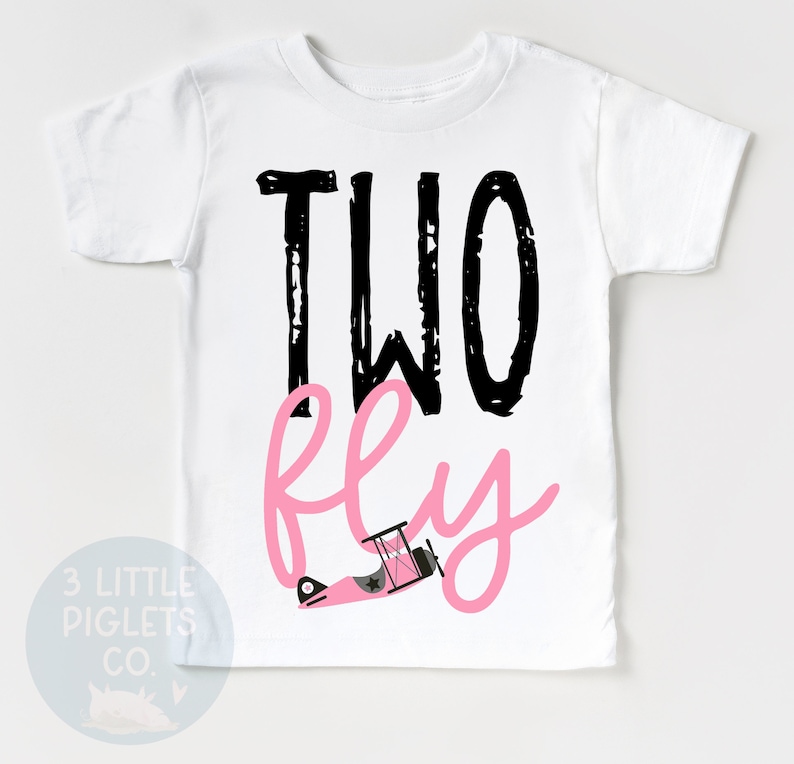 TWO Fly, Pink Girls Airplane Birthday Shirt, Airplane Birthday Theme, Toddler Birthday Shirt, 2nd birthday Shirt, Two Fly Birthday Shirt zdjęcie 1