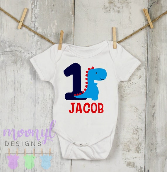 Dinosaur Birthday Onesie First Birthday Dinosaur Onesie Etsy