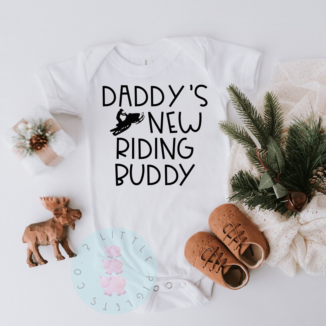 Daddy's New Riding Buddy Onesie® Snowmobile Dad Etsy
