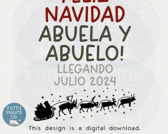 Feliz Navidad Abuela Abuelo digitale downloadbestand Spaanse kerst zwangerschap aankondiging Shirt Design PNG-bestand DTG DTF babyaankondiging