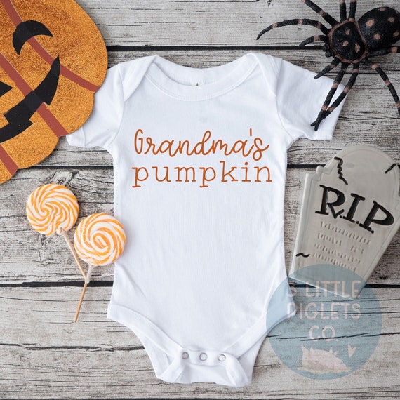 Grandmas Pumpkin Onesie® Halloween Onesie® Grandma Lil Pumpkin Grandma Pregnancy Announcement Pumpkin Baby Announcement Grandma Baby Onesie®