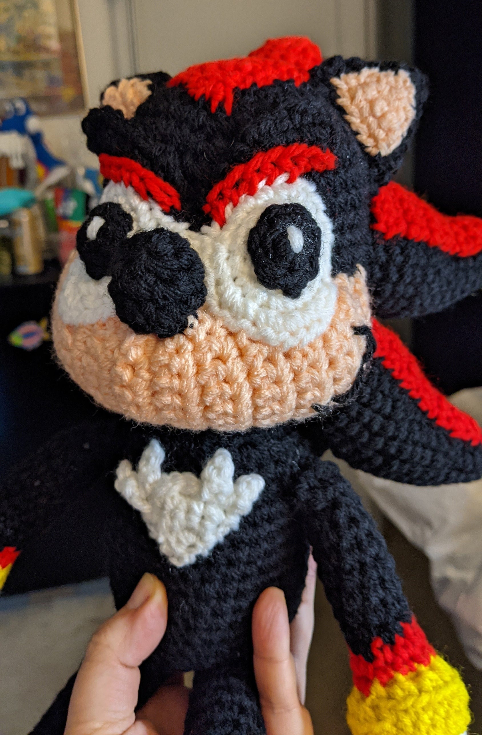 Shadow the Hedgehog Crochet Doll Etsy
