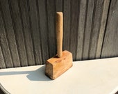 Antique Primitive Wooden Mallet, Hammer, Large