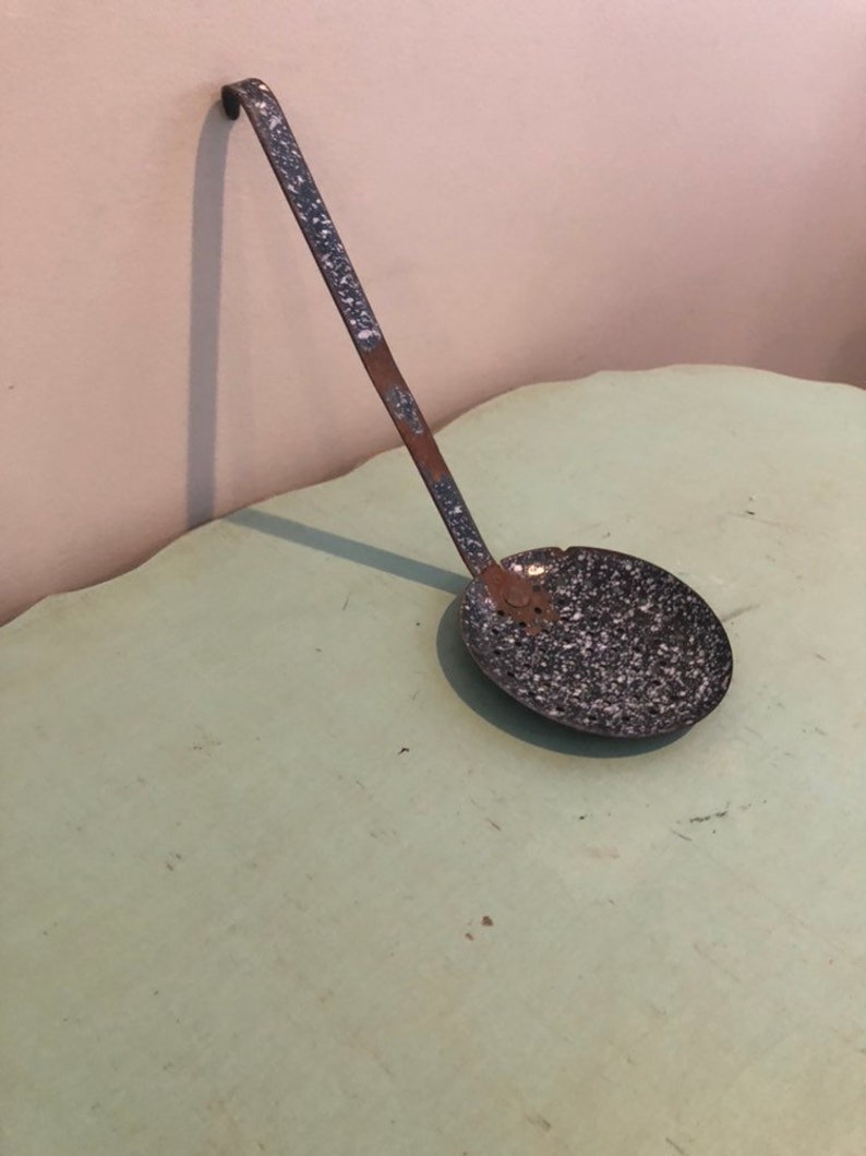 Antique Skimmer Spoon Ladle Granite Colander Spoon Etsy