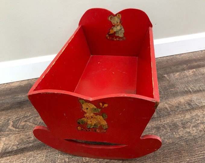 Antique Baby Doll Crib Bed Doll Wood Wooden Crib Toy Etsy