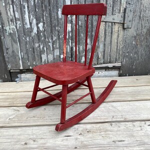 Vintage Wooden Kids Rocking Chair, Child’s, Wood, Farmhouse, Decor, Red ...
