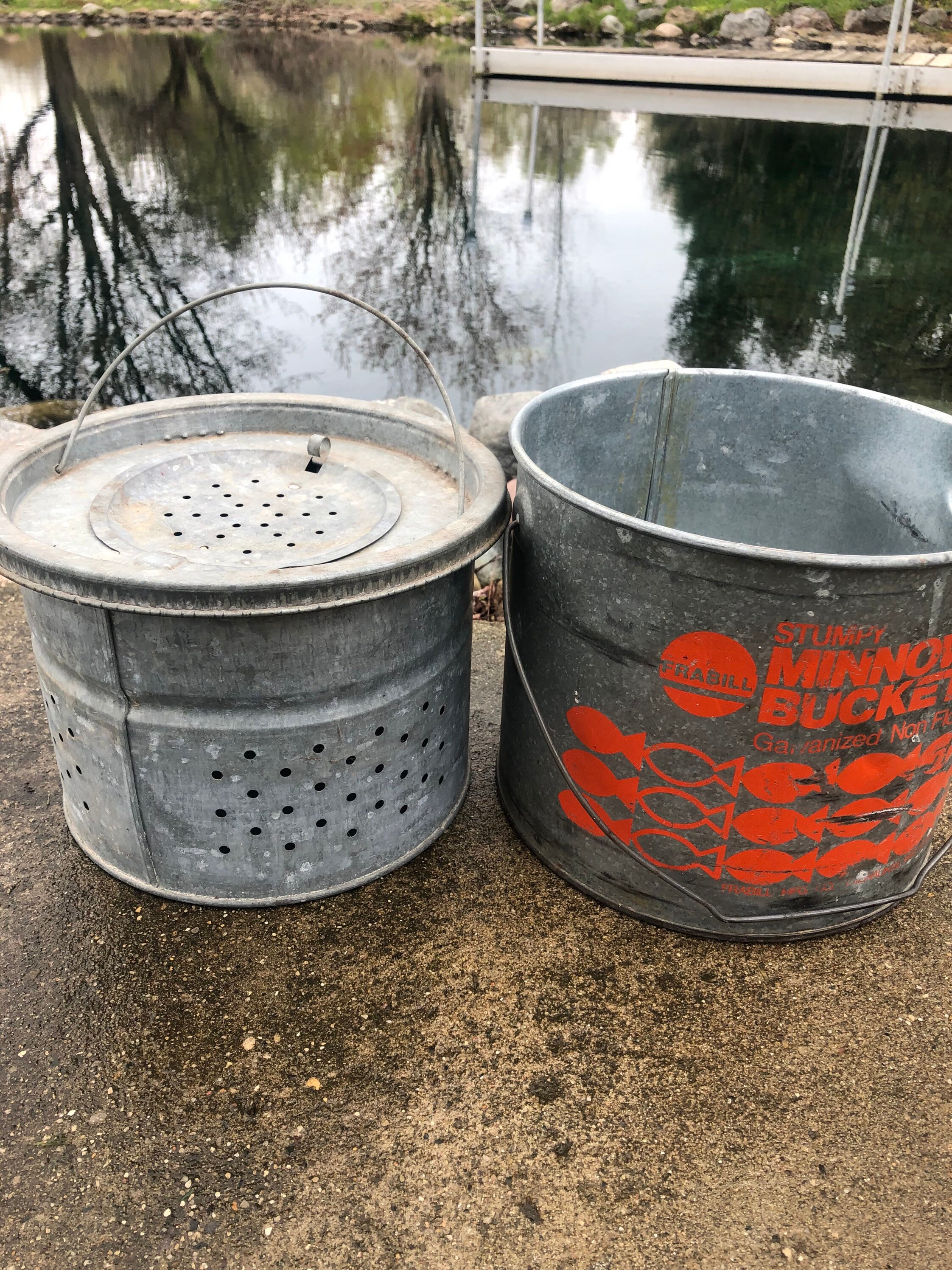 Vintage Bucket Galvanized Metal Minnow Frabill Stumpy Etsy
