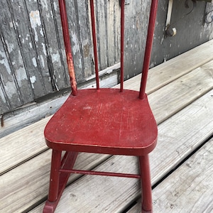 Vintage Wooden Kids Rocking Chair, Child’s, Wood, Farmhouse, Decor, Red ...