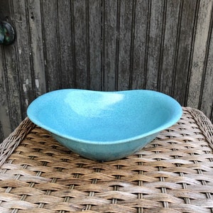 Vintage Bowl, Blue, USA, Pottery, Stoneware, Speckled, Redwing