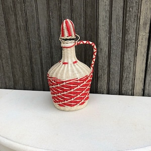 Vintage Bottle, Liquor, Wine, Bottle, Wrapped in Plastic Cording
