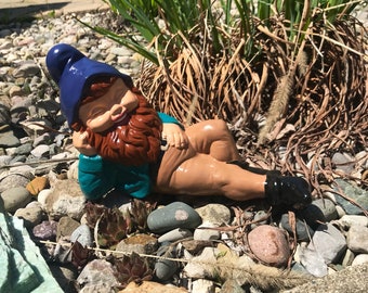 Garden Gnome Vintage hand painted Stoneware