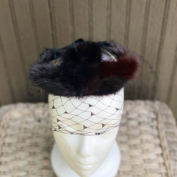 Vintage Pill Box Hat, Black, Fascinator, Womens, Hat, Formal  display picture 2