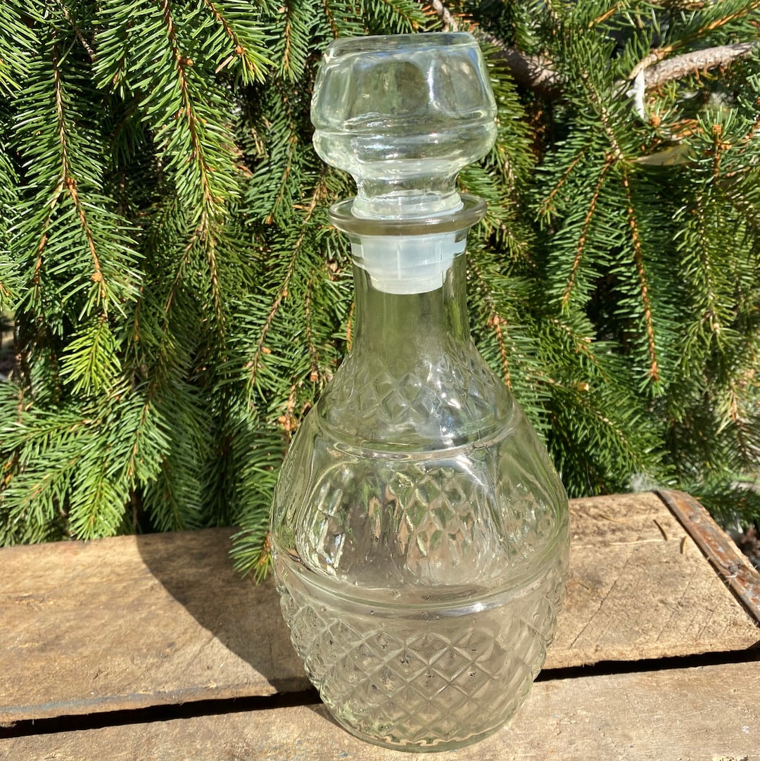 Vintage Glass Bottle, Liquor, Decanter, Glass, Bottle, Barware, Whiskey