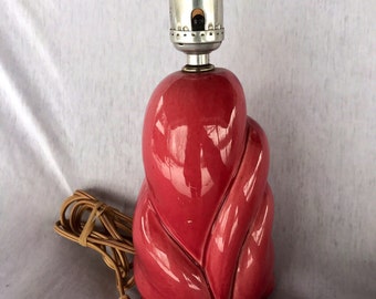 vintage lamp, burgundy lamp, ceramic lamp, Mid Century Art Pottery Lamp | Burgundy | vintage