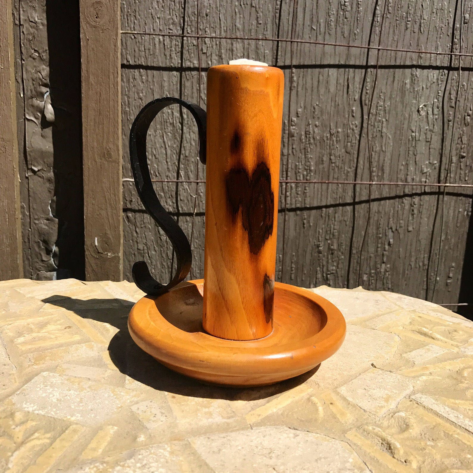 Vintage Candle Holder Wood Wooden Candlestick Holder With Etsy