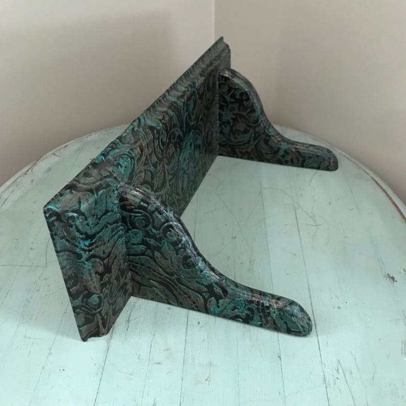 Vintage Wooden Shelf Upcycled Decoupage Paisley Turquoise Etsy