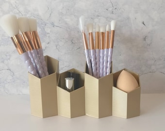 Make up brush pot holder 3D printed geometric | Brush Holder | Make up storage | Make up Organizer | Beauty Blender Holder | Lipstick Holder