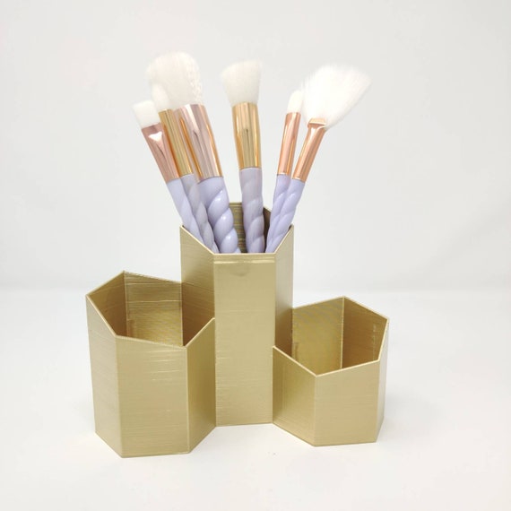 Make up Brush Pot Holder 3D Printed Geometric Triple Hexagon