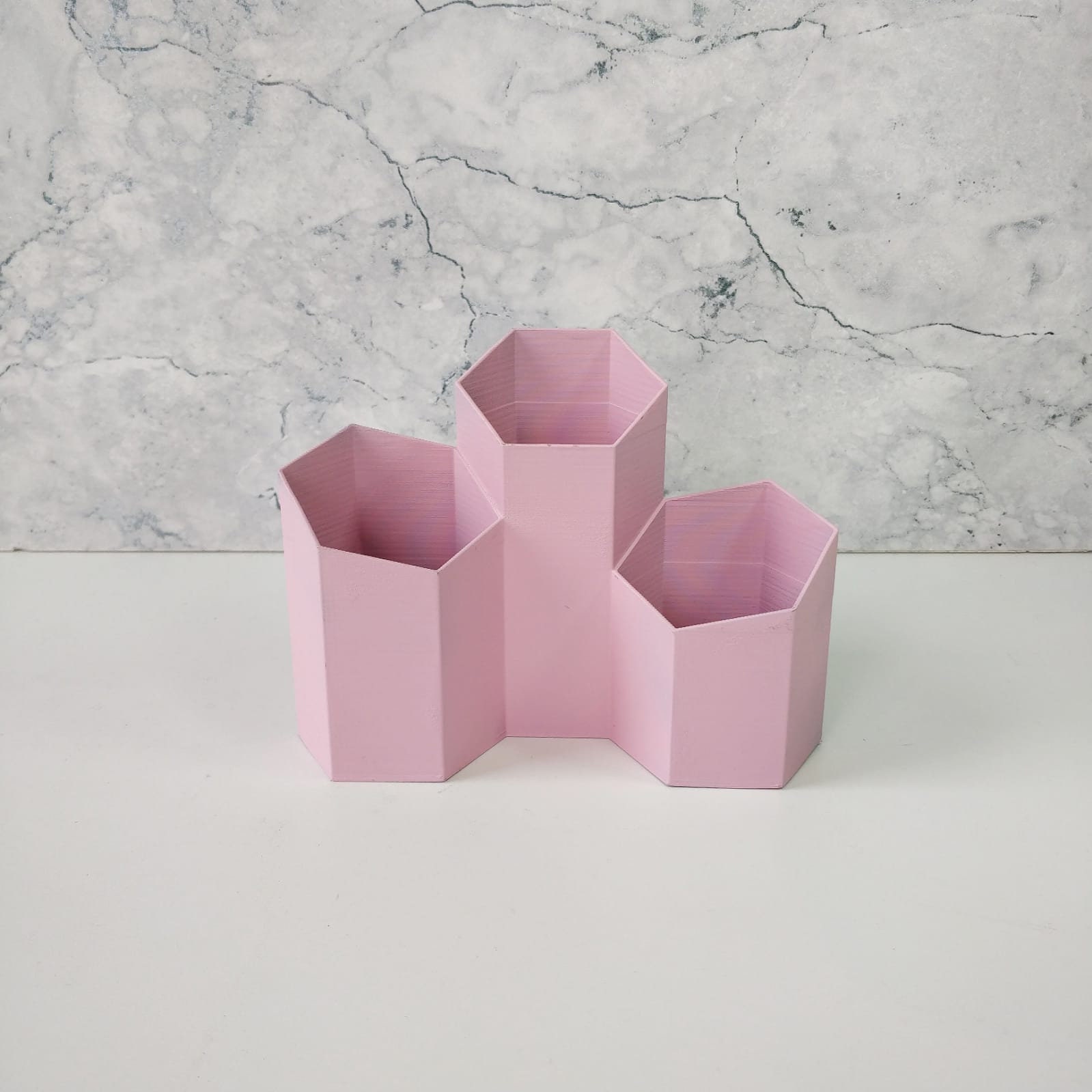 Make up brush pot holder 3D printed geometric Triple Hexagon | Etsy