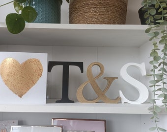 Personalisierte freistehende Initialen | Buchstaben | & | Valentinstag | Valentinstag | Geschenk | Geschenk | Goldkupfer | Wohnkultur