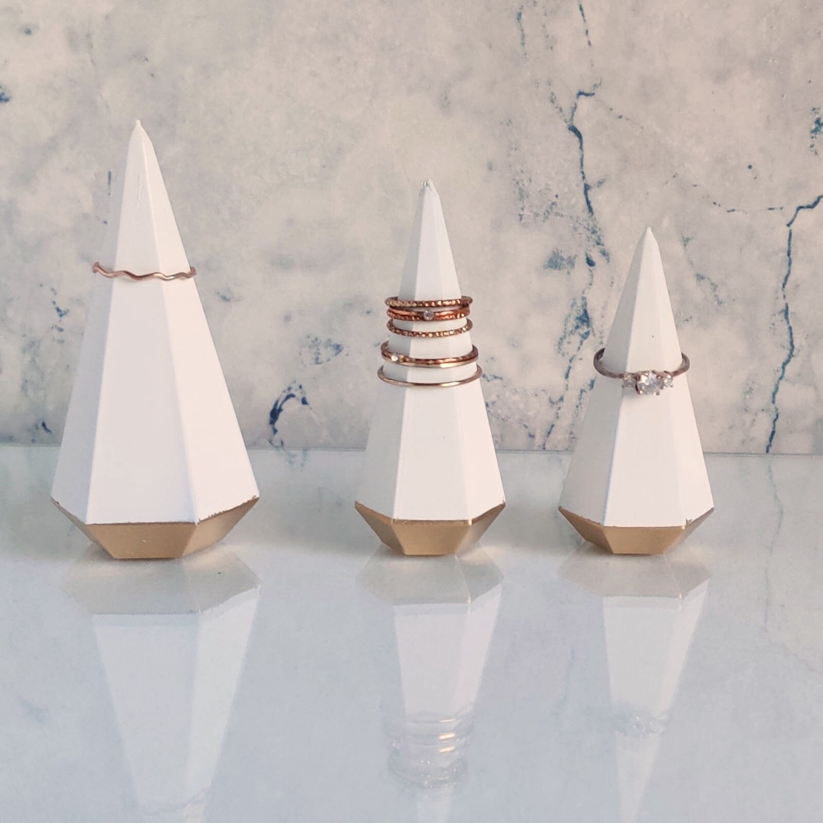 Set of 3 small medium large Ring Holder 3D printed geometric Etsy