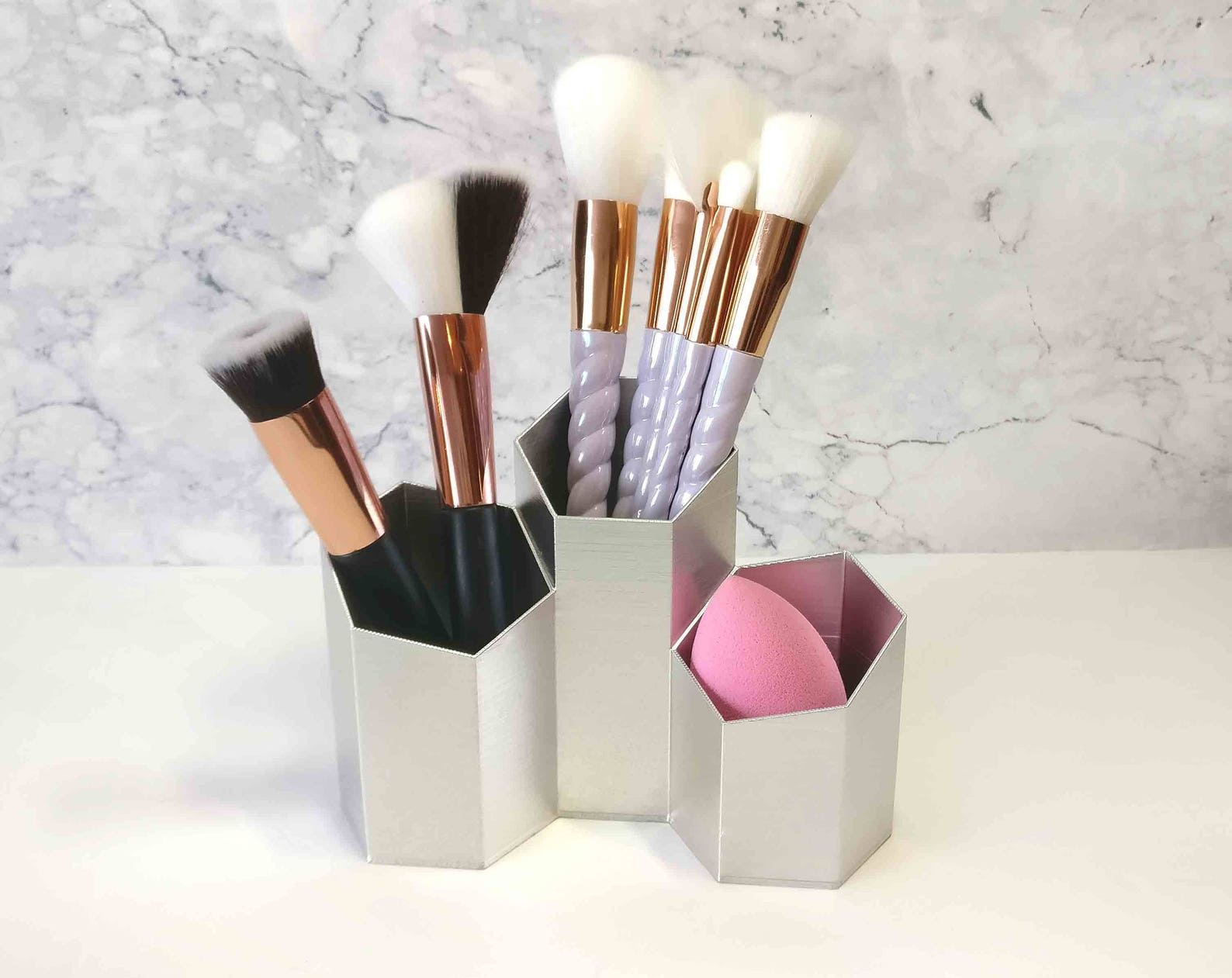 Make up Brush Pot Holder 3D Printed Geometric Triple Hexagon Etsy