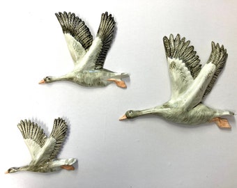 Pottery wall birds: A skein of Geese