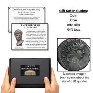 Nero Coin Gift Set Genuine Ancient Roman Empire Silver Tetradrachm with Certificate of Authenticity | Imperial Rome Historical Artifact
