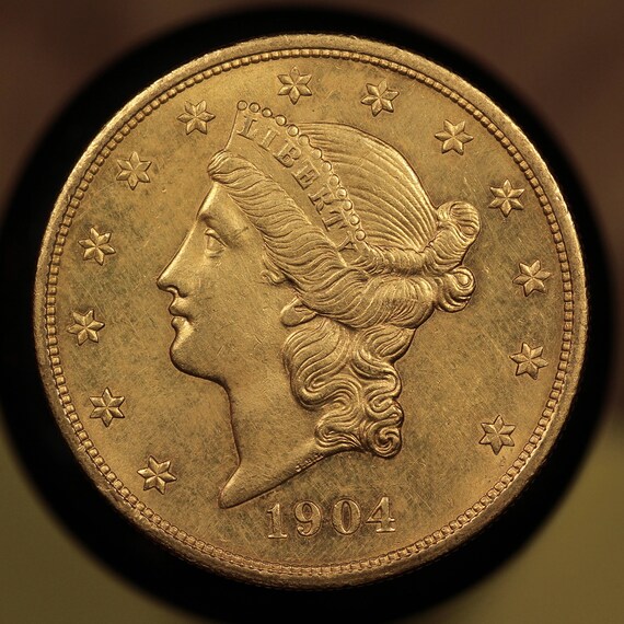1904 Us Gold Double Eagle Coin Liberty Head Design About Uncirculated Condition