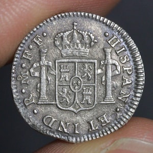 1783 Spain Silver Coin Spanish Colonial Half Reale King Charles III
