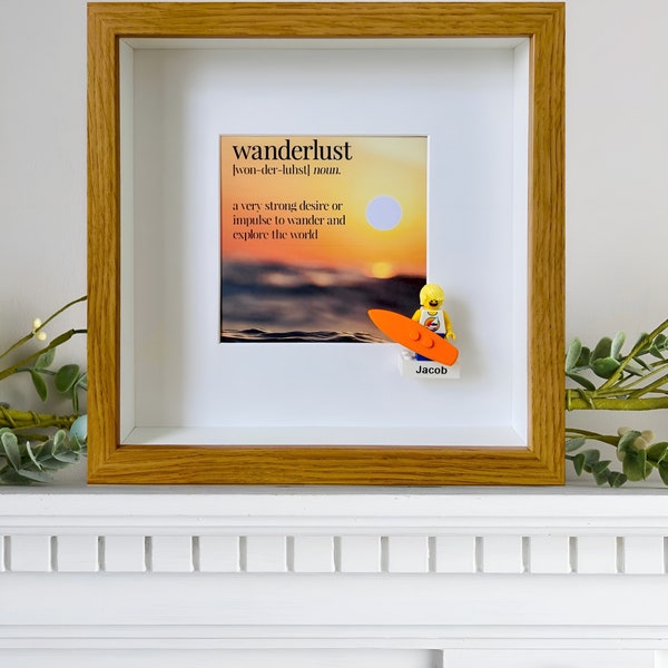 Personalised Travel quote & Mini figure frame Gift