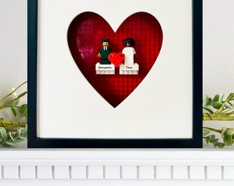 Wedding frame with 3D Heart & Personalised Bride/Groom